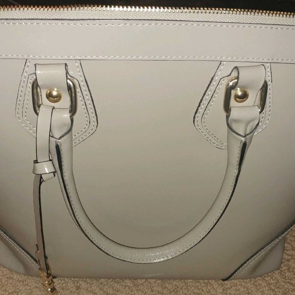Ladies Gray A. Bellucci Genuine Patent Leather Large Handbag Made in Italy - Picture 1 of 12